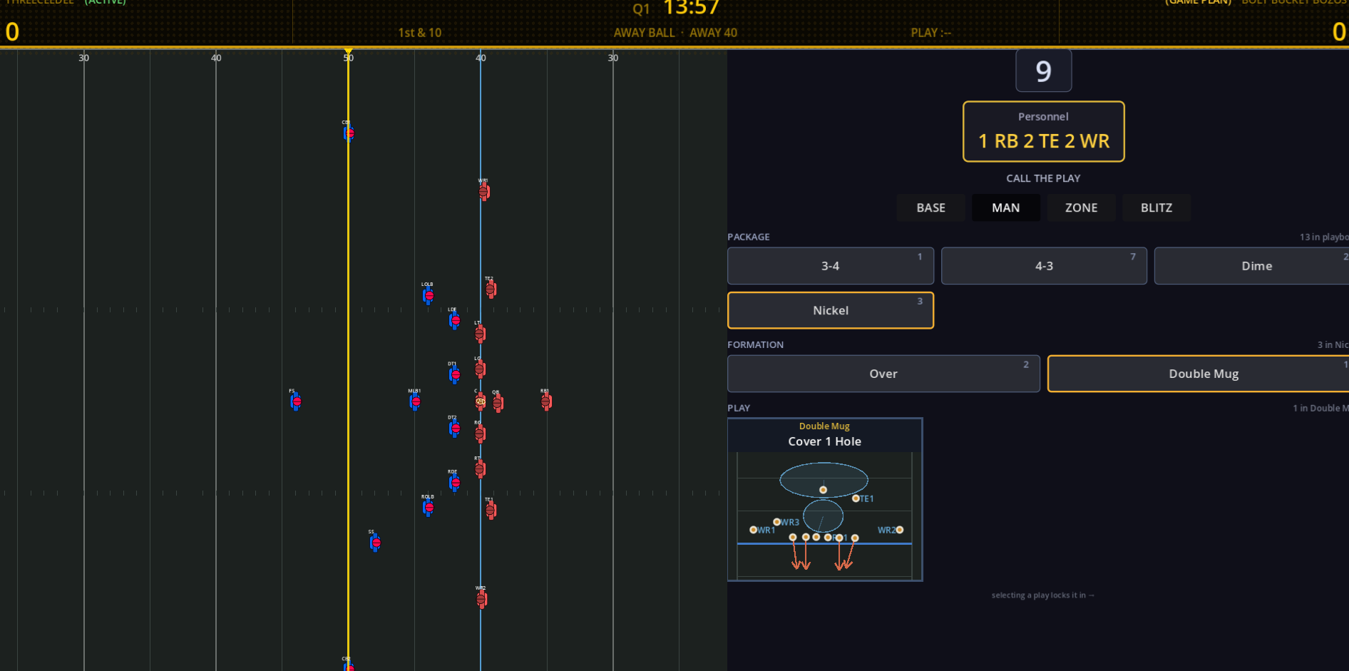 Play-call panel (three-level Package → Formation → Play).  Changed the layout!